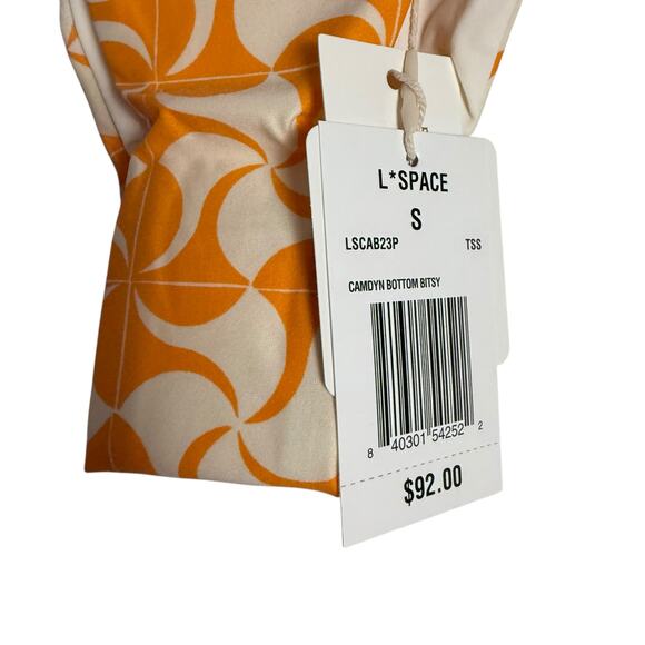 L*Space Camdyn Orange White Geo Print Bitsy Bikini Swimsuit Bottoms Size Small - Picture 5 of 7